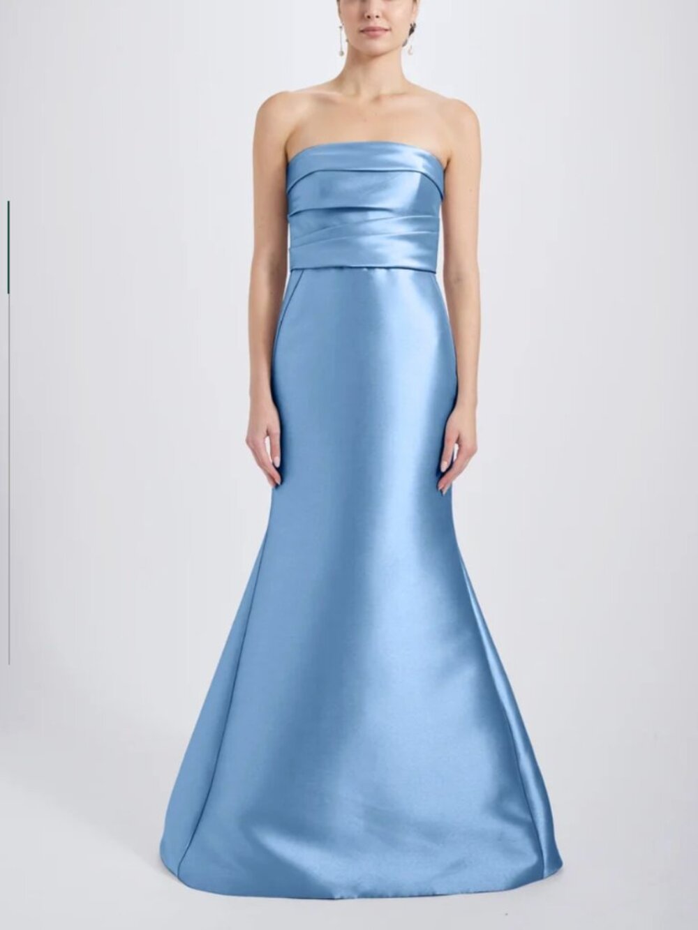NWT Amsale Strapless Bow Gown size 10 in smokey blue